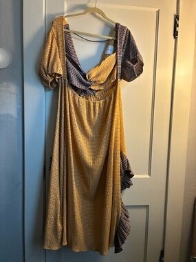 KkCo Dress NWT Womens 4XL Gingham Check Ruffle Reversible Creek Dress